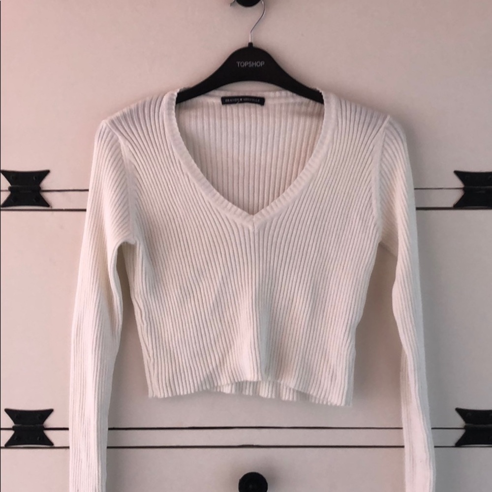 White Brandy Melville Vneck Sweater